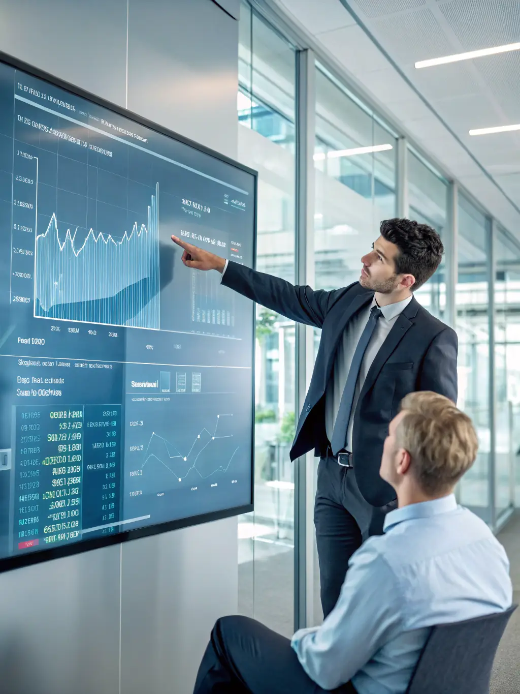 A professional advisor in a modern office setting, discussing investment options with a client, showcasing personalized financial advice.